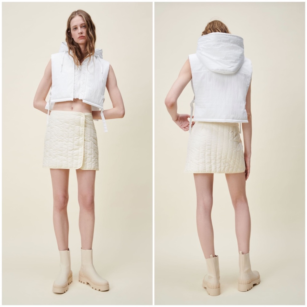 𝗡𝗪𝗧 𝗭𝗮𝗿𝗮 • Quilted Mini Skirt High Waist Front Button Closure M